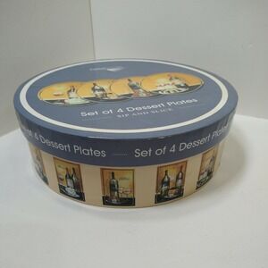 Casa Moda Sip & Slice Jennifer Garant 8 1/4" Salad Plate  Set of 4 Wine & Cheese